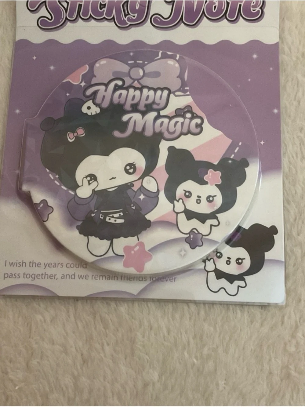 Happy Magic Purple Sticky Note Pad - Cute Character Memo